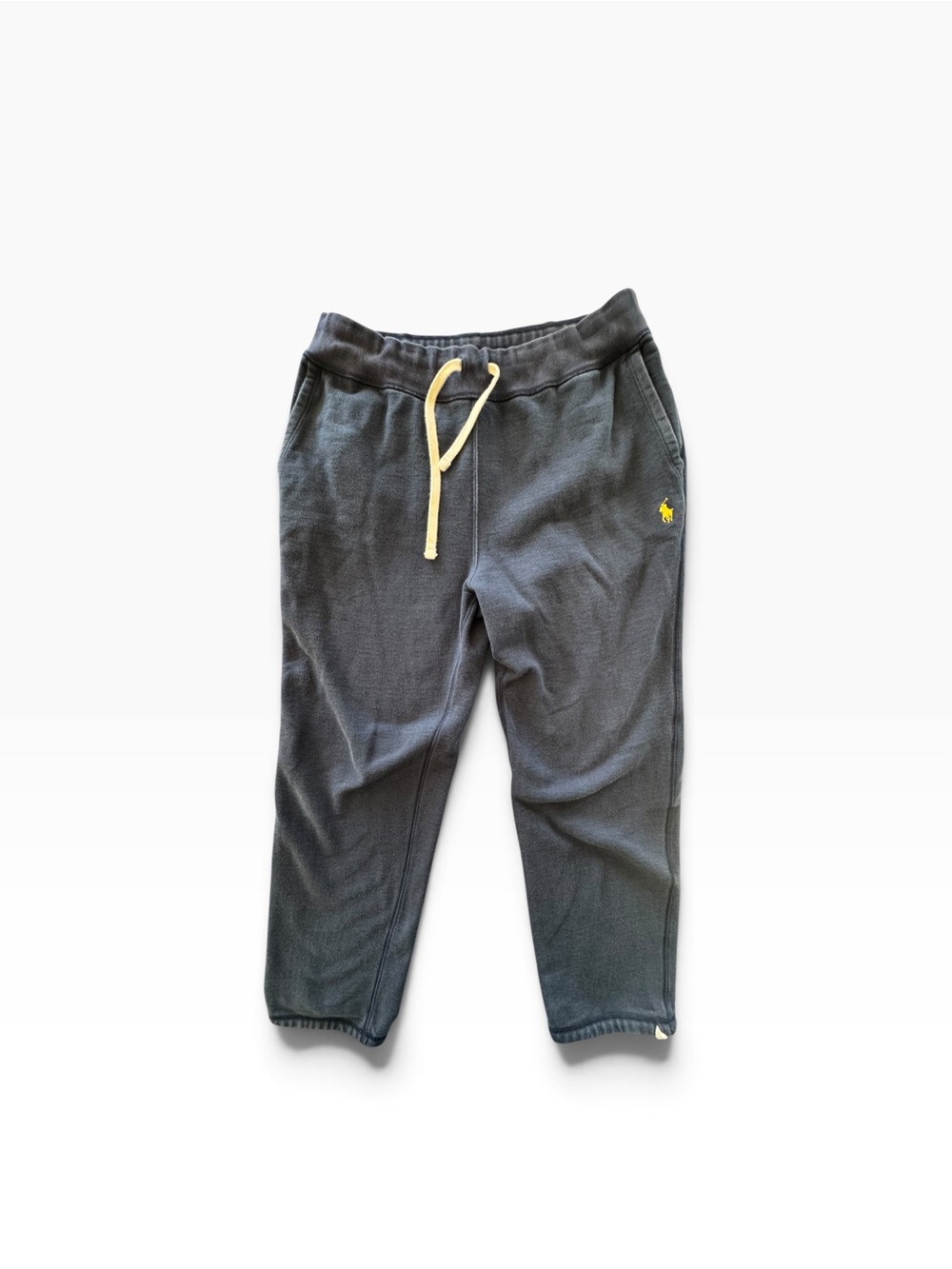 Polo Ralph Lauren Men’s navy Fleece Jogger Sweatpants Yellow Pony Drawstring LG